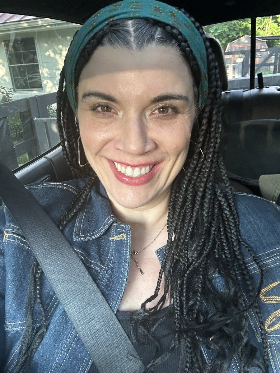 TaraShaver's tweet photo. @datniccaluvsuzy You were so sweet - it was meant to be! I’ve wanted braids in summer for YEARS! Thank you, thank you! 🙏  You did a great job and we had fun. (Next time I’m bringing snacks. 😉) https://t.co/eUvY2INoHY