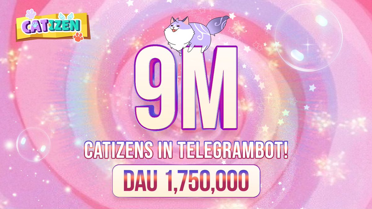 📣 Catizens! Catizen has amassed 9M Catizens in Kittyverse!🌏 And Daily Active Users is exceed 1,750,000! 🚀 🔥Here are some data we'd like to share🔥 🐾 Total In-Game Catizens: 9M 🐾 On Chain users: 678K 🐾 Rank in Ton Open League S3: TOP 1 @ton_blockchain