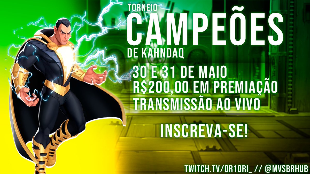 MVSBRHub's tweet image. ⚡️Campeões de Kahndaq unam-vos!⚡️ 

🗓️ Torneio: 30/05 e 31/05 
⚔️ Formato: 1 vs 1 

Não fique de fora do primeiro esquenta da comunidade no novo Multiversus! 🔥

Torneio aberto a toda a América do Sul 🌎

🔗 start.gg/MVSBRHub