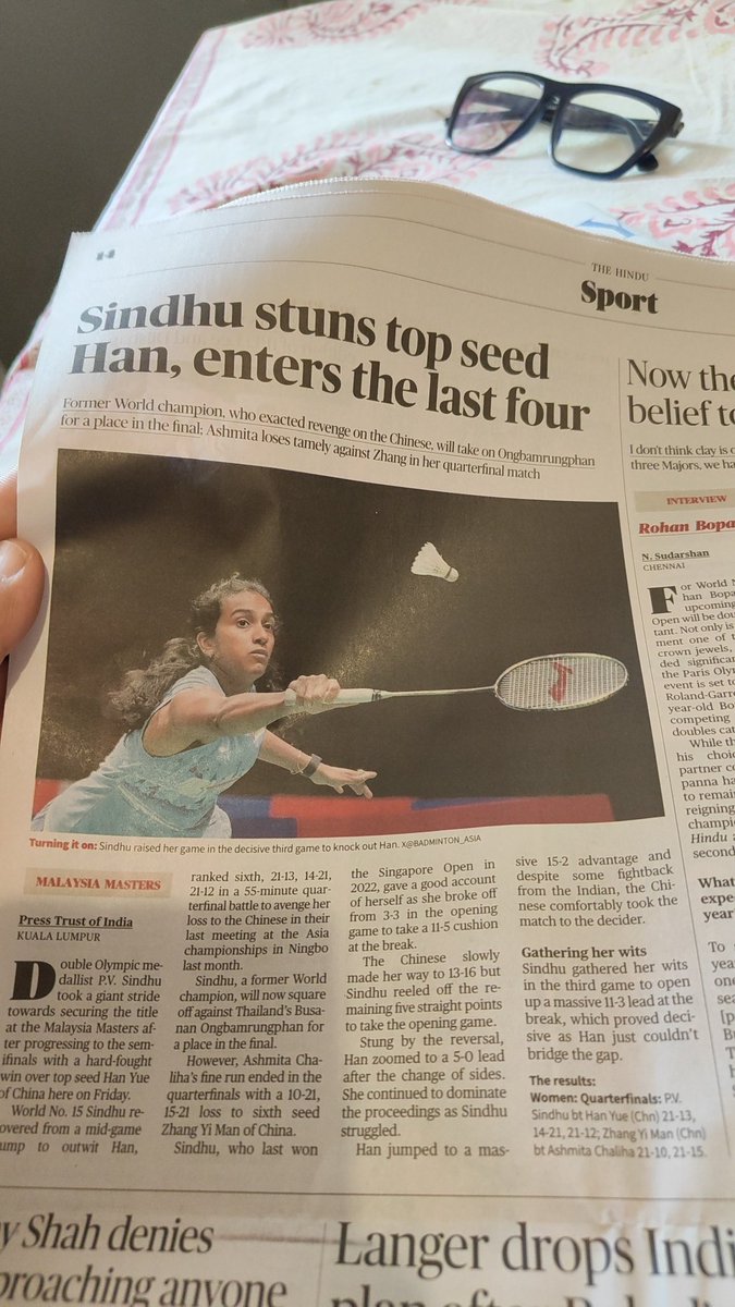 I don't read anything about @NSaina . Is she playing nowadays?

Only @Pvsindhu1 reports fine in papers. 

#badminton #shuttle
