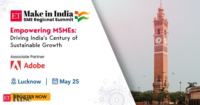 After a successful first show at Hyderabad, ET Make in India SME Regional Summit will host its 2nd show in #Lucknow today. #ETSMERegionalSummit #MSME @AdobeIndia @PRAKASHGAURAV @upmsme @IasAlok @UPGovt @UP_ODOP @AfmecAgra #PuranDawar Register here: tinyurl.com/ye7hht3x