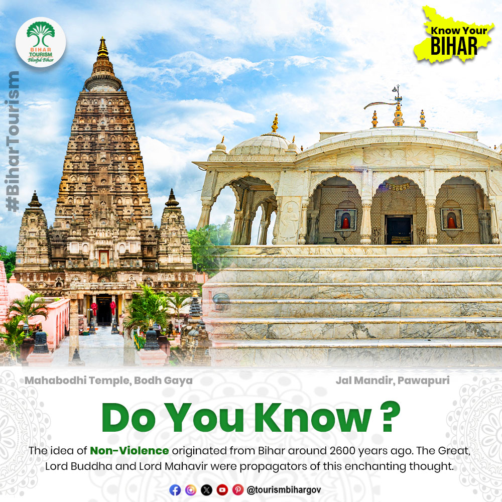 Do you know the concept of non-violence was originated in Bihar around 2600 years ago
.
.
.
#Bihar #dekhoapnadesh #bihartourism #BlissfulBihar #explorebihar #incredibleindia #mustvisit
#mustvisitplace #heritage #heritagetravel #ExperienceBihar #nonviolence #buddha #mahavira
.
.
.