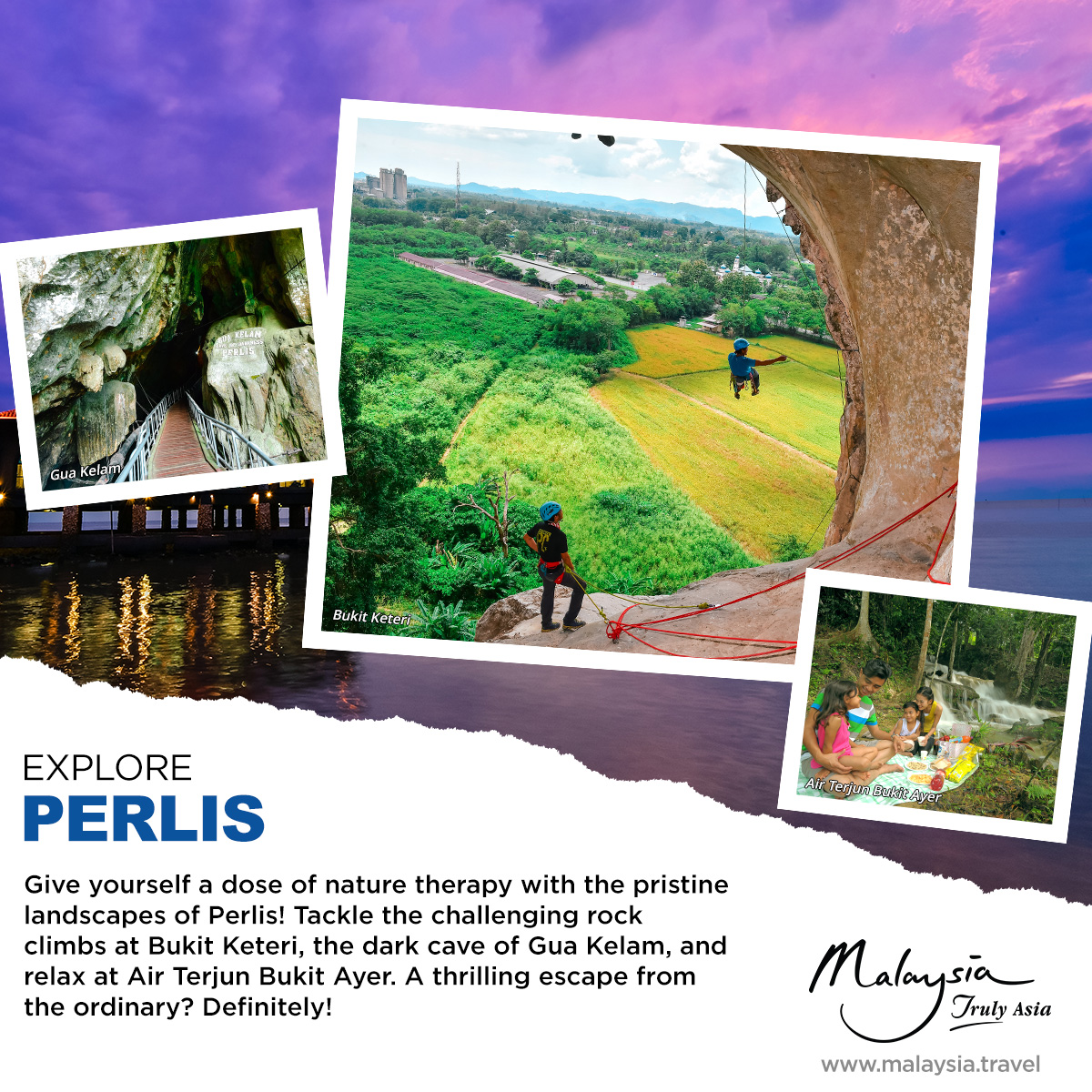 📍 Perlis, Malaysia 📍

Let @TourismMalaysia guide you to the peaceful outdoors of Perlis – a place filled with calmness and serenity! Immerse yourself in the tranquillity of its untouched beauty. 🍃

#MalaysiaTrulyAsia #VisitMalaysia2026