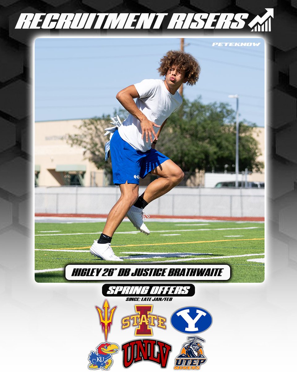 PeteKnow (@peteknow_) on Twitter photo •<a href="/HIGLEYFOOTBALL/">Higley Football</a> 26’ DB Justice Brathwaite has picked up some big offers recently!!
Brathwaite is a rising soon to be junior who has lots of potential and got to learn from and play with some DB’s at Higley that went on to D1 schools like UNLV and Weber State.
His •<a href="/HIGLEYFOOTBALL/">Higley Football</a> 26’ DB Justice Brathwaite has picked up some big offers recently!!
Brathwaite is a rising soon to be junior who has lots of potential and got to learn from and play with some DB’s at Higley that went on to D1 schools like UNLV and Weber State.
His