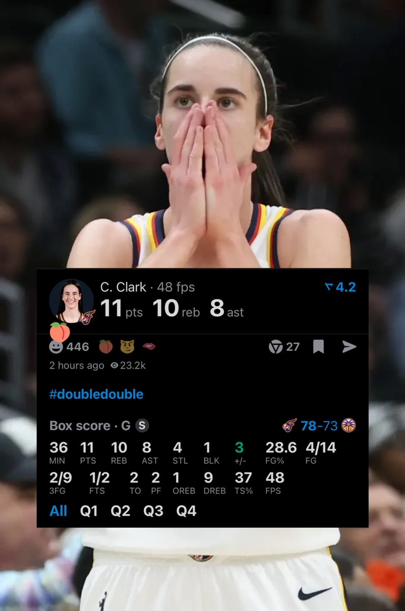 LegionHoops's tweet photo. Caitlin Clark tonight:

11 points
10 rebounds
8 assists
4 steals
4/14 FG
2/9 3P

First WNBA career win. 👀 https://t.co/sToAXZe6zn
