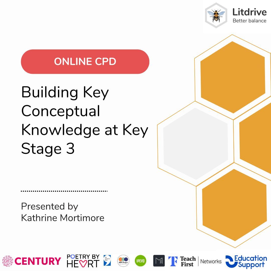 📖 Litdrive CPD 📖 Check out this fantastic online session from Kathrine Mortimore on building key conceptual knowledge in KS3. 🐝 Find it here: buff.ly/3US36Yb #LitdriveCPD #TeamEnglish @Team_English1