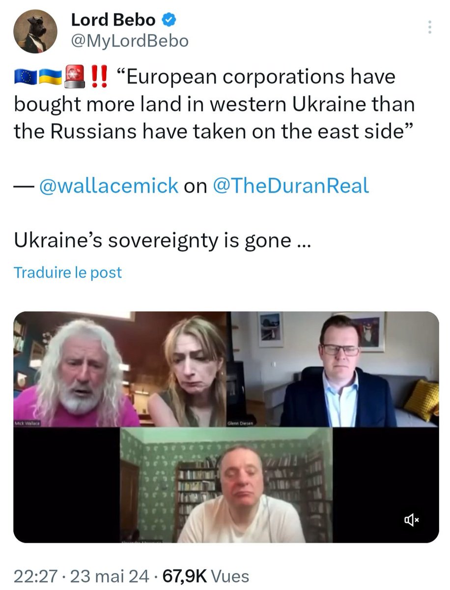 Bernard_Monot's tweet image. 📍Qu'apprenons nous de sources étrangères ? 
▶️Que «Les multinationales US &amp;amp; les entreprises européennes profitent de la guerre en Ukraine pour acheter plus de terres dans l’ouest de l’Ukraine que les Russes n’en ont conquis à l’Est »....
👉Conclusion:
L'Occident ne veut pas de