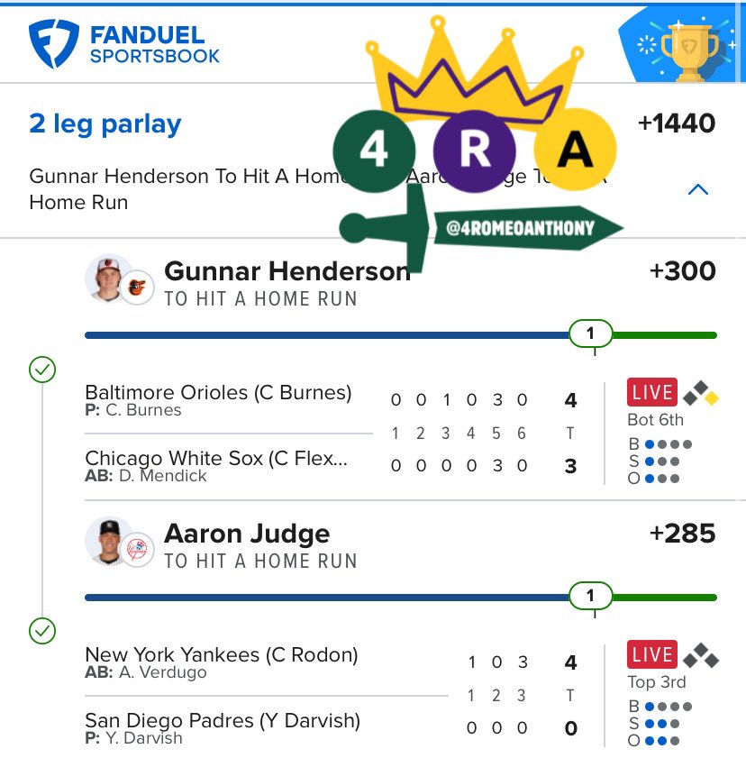 Romeodamus's tweet photo. Another NBA parlay, 3rd one of the conference finals! +1228

And back to the home run Round Robin delivering, this time at +1440. Posted on Twitter

18/21 days I have delivered. 

The Money Thread Discord

https://t.co/ayktXvWry2

#GamblingTwitter #GambingX #TheMoneyThread #4RA https://t.co/rwIy8sqLVv
