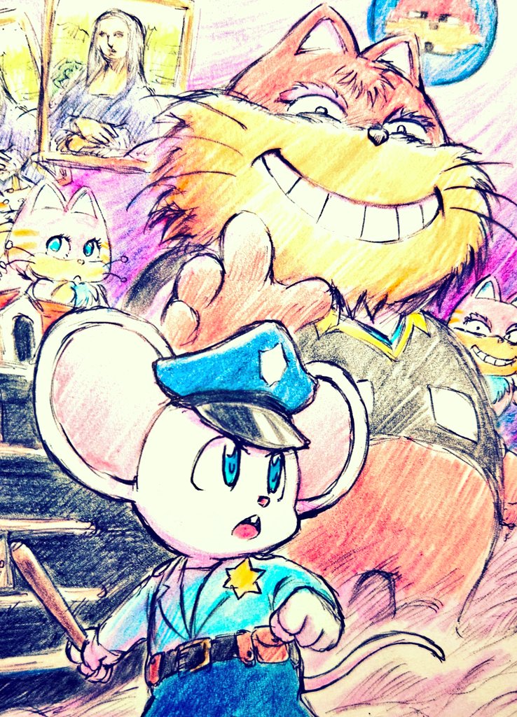 heikahp's tweet photo. アーケード版マッピー41周年おめでとうございます〜！😆🐭😸
#namco #レトロゲーム https://t.co/jGNRtMdBld