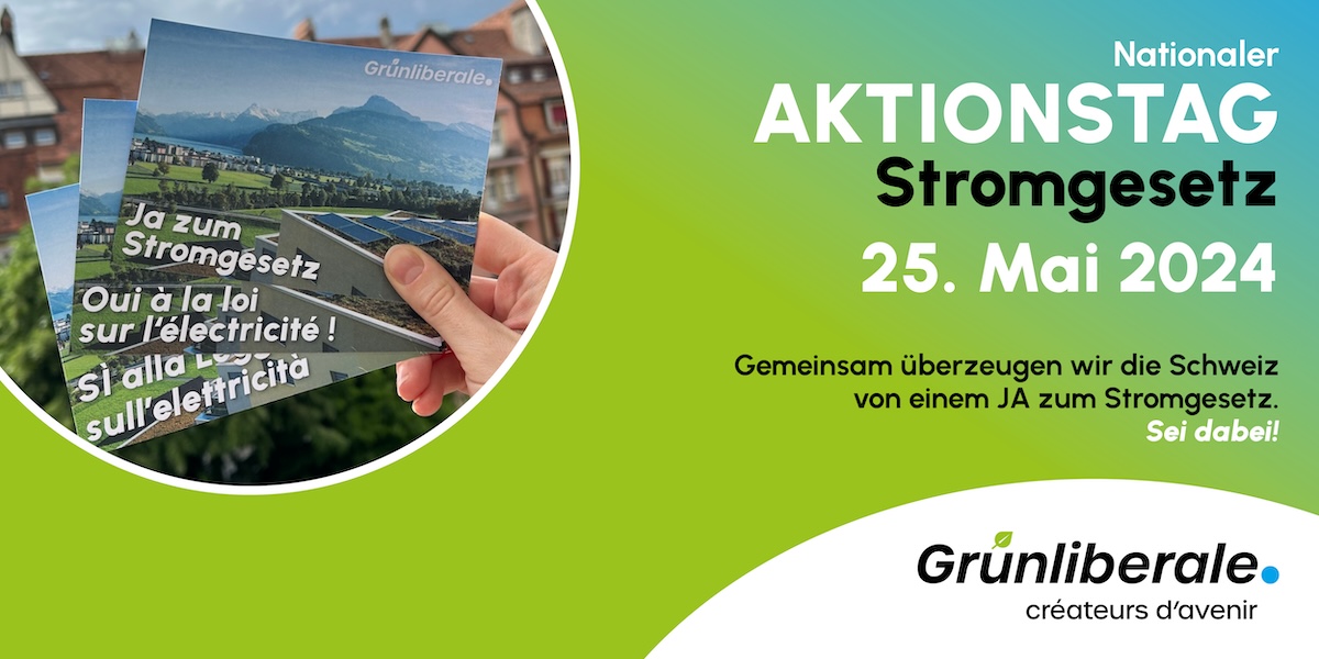 Heute mobilisiert die GLP für einen nationalen Aktionstag und verteilt in der ganzen Schweiz Postkarten, um die Bevölkerung von einem Ja zum #Stromgesetz 💡 zu überzeugen. Schliesse dich uns an und hilf mit! Hier findest du alle Standorte in deiner Nähe. 👉grunliberale.ch/aktuell/kampag…