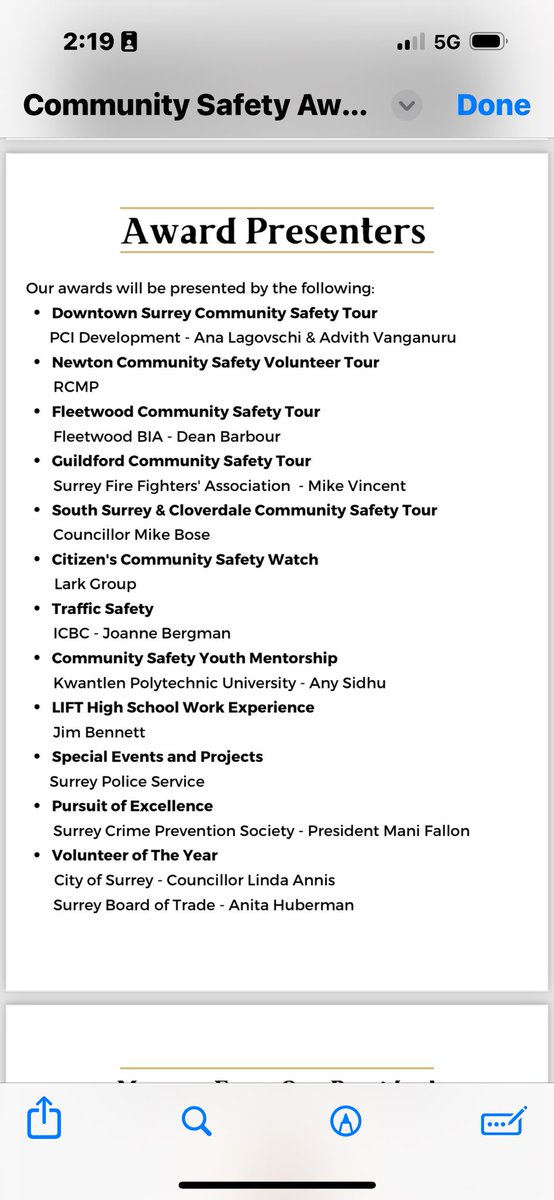 SURREY CRIME PREVENTION SOCIETY Surrey Board of Trade a proud sponsor of tonight’s 40th Surrey Crime Prevention Society Community Sadety Awards Gala. So many amazing youth leaders recognized this evening. @PreventCrimes @SBofT