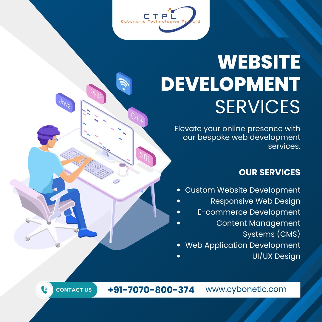 Elevate your online presence with our expert website development services! From sleek designs to seamless functionality, we create websites that stand out. 

☎+91-7070-800-374
🌐cybonetic.com

#WebsiteDevelopment #WebDevelopment #WebsiteDesigning #WebDesigning #CTPL