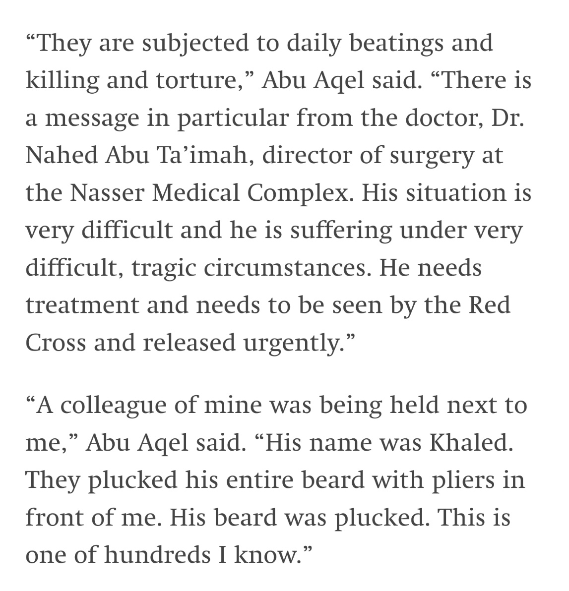 Absolutely terrifying testimony in @theintercept on the conditions for Palestinian health workers detained by Israel. It is unfathomable that there isn't more public and political outcry about these credible allegations of systematic torture theintercept.com/2024/05/24/gaz…