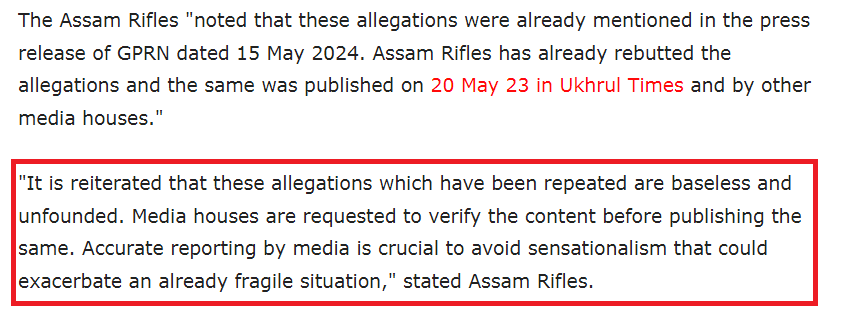 Assam Rifles Rebuts NSCN Allegations The Public Relations Officer, Headquarters Inspector General (South), has rubbished the allegations of the NSCN, Government of the People's Republic of Nagaland (GPRN) that the 'Indian Forces is using Myanmar militants for proxy war in