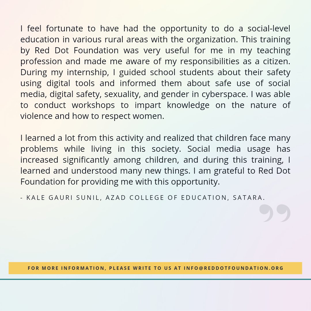 We are delighted to share the testimonial from Azad College, Mumbai, where #RedDotFoundation presented the Rainbow Circles initiative in collaboration with @AusCG_Mumbai. This impactful program highlights our commitment to DEI & LGBTQ+ inclusion, creating a more inclusive world.