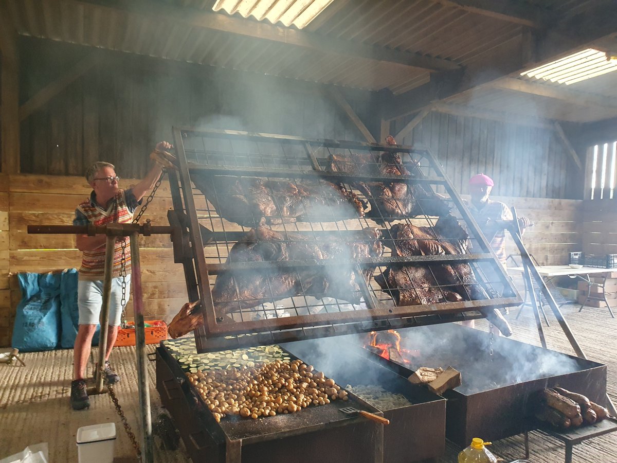 Last night's whole cow roast at Treway farm, Cornwall. It took nearly two days to cook on this rather medieval looking contraption, fed 250 guests, and tasted like no beef ever tasted before!