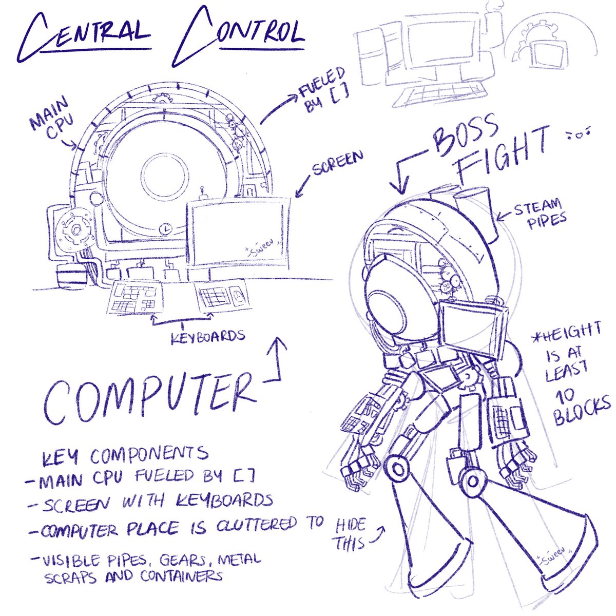 Fun fact! Did you know that there was a Tubbo vs Central Control boss battle in the works for QSMP Tubbo’s lore? Here are some sketches I made of the model! Follow up to the fun fact, @PancksN (Agent 18) was going to be the one fighting as Central Control!