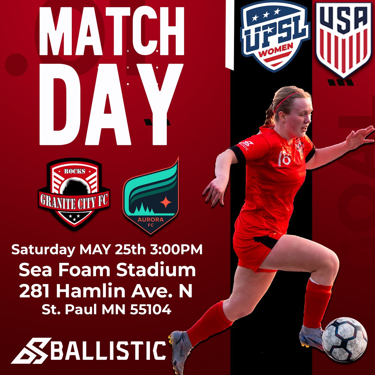 Granite City FC "Rocks" will travel to Seafoam Stadium, St Paul Mn to take on MN Aurora FC2. 🔥⚽️🔥⚽️