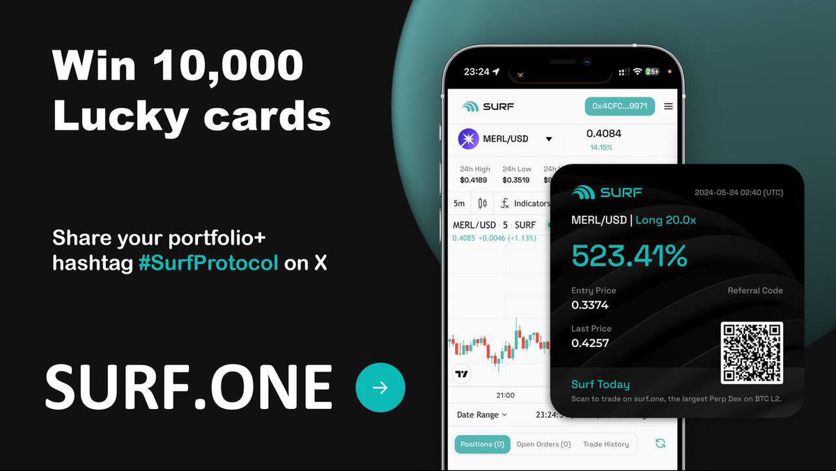 TurboFlow_xyz's tweet image. Show off your portfolio and win a share of 10000 Surf Lucky Cards! 

🏆Winners: 100
⏰Duration: 2 Weeks

To Join 
1⃣️ Share your portfolio on X 
2⃣️ Hashtag #SurfProtocol

Surf today, catch the next wave! 🌊
