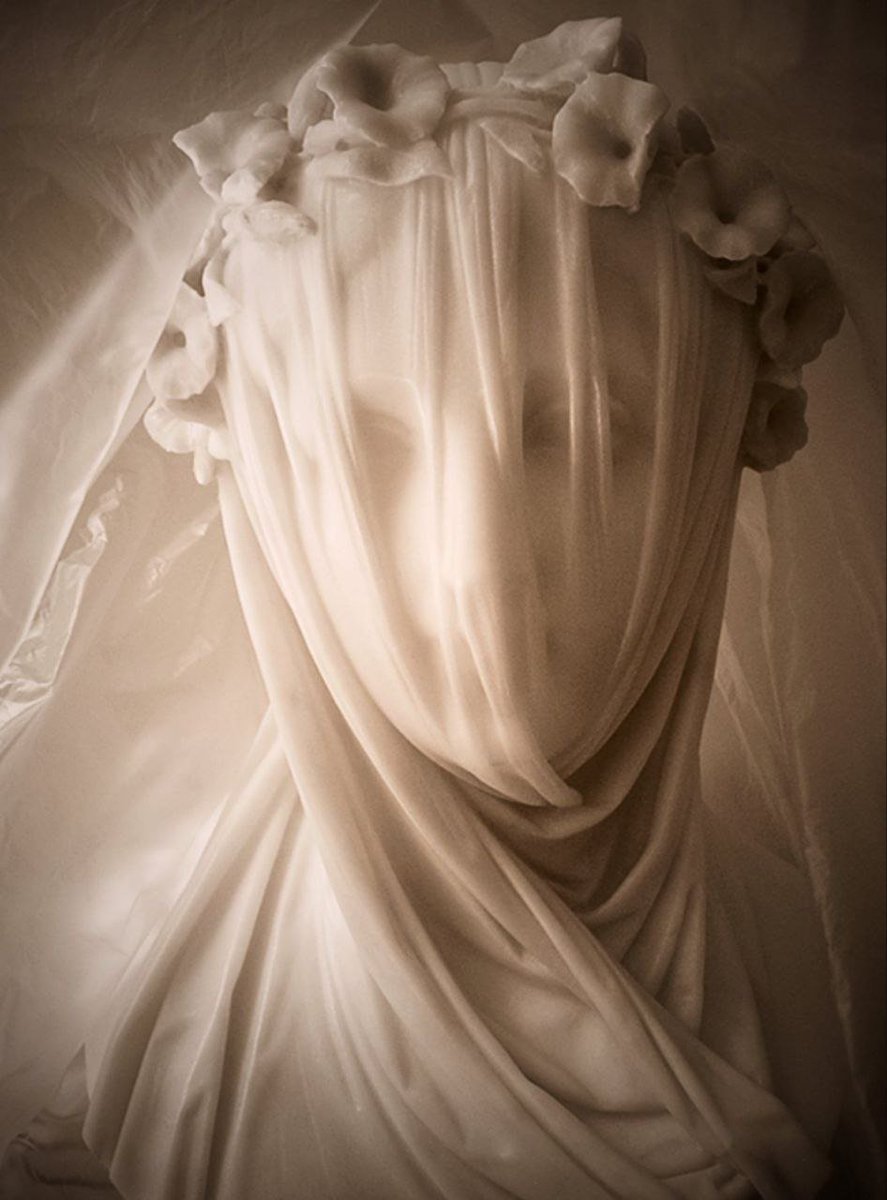 Almost too hard to believe, one piece of marble transformed into an intricate, almost impossible masterpiece by a quite gifted European. Veiled Vestal Virgin in marble by Raffaelle Monti (1846)