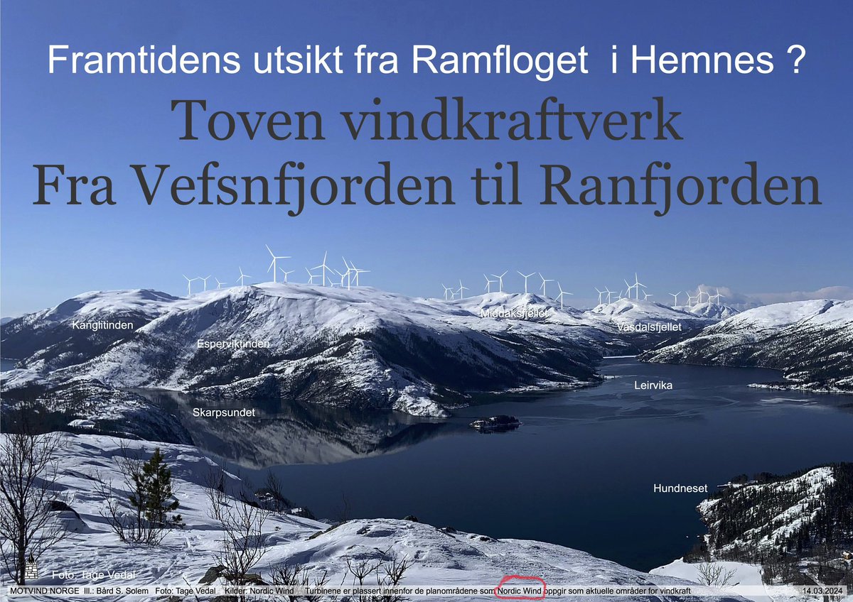 Har du det minste kjennskap til norsk geografi, så skjønner du at et vindkrafverk mellom Vefsnfjorden og Ranfjorden er stormannsgalskap.

Dette er det det vesle selskapet Nordic Wind AS (to ansatte) som vil bygge.

De reiser rundt i kommuner i distriktene, og kaller Norge sinker.