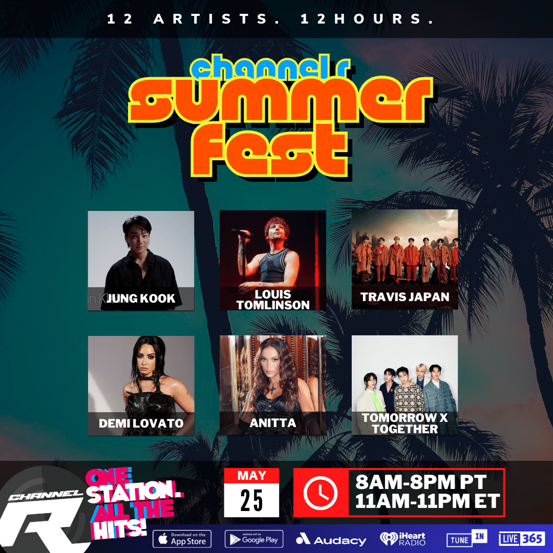 channelrradio's tweet photo. ⛱️#ChannelRSummerFest IS NOW PLAYING!
12 Hours. 12 Artists: #Anitta, #CamilaCabello, #DemiLovato, #Jimin, #JungKook, #LouisTomlinson, #SB19, #SelenaGomez, #TravisJapan, #TXT, #V & #ZAYN.
Listen on our website or Radio App, 100% ad-free here: https://t.co/mczFu3qeLs
