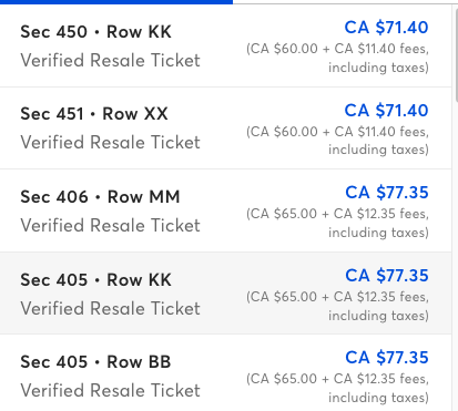 Here's a look #VWFC tickets being resold for tomorrows game against #InterMiami - the cheapest face value tickets were going for $260. Now you can get in for $70 NOT to see #Messi - How many No shows will we see?