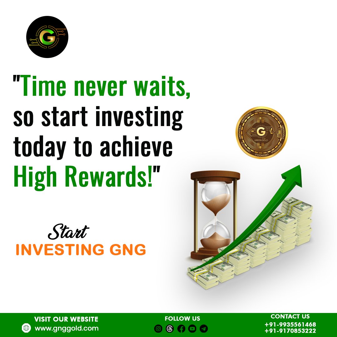 ime Never Waits, So Start Investing today to Achieve High Rewards!!📈✨💸
.
.
Start Investing in GreenGold💸🌱💫🪙
.
#greengoldinvesting #gnggoldstaking #indiacryptocurrency #cryptomarketindia 
.
Disclaimer: Nothing on this page is financial advice, please do your own research!