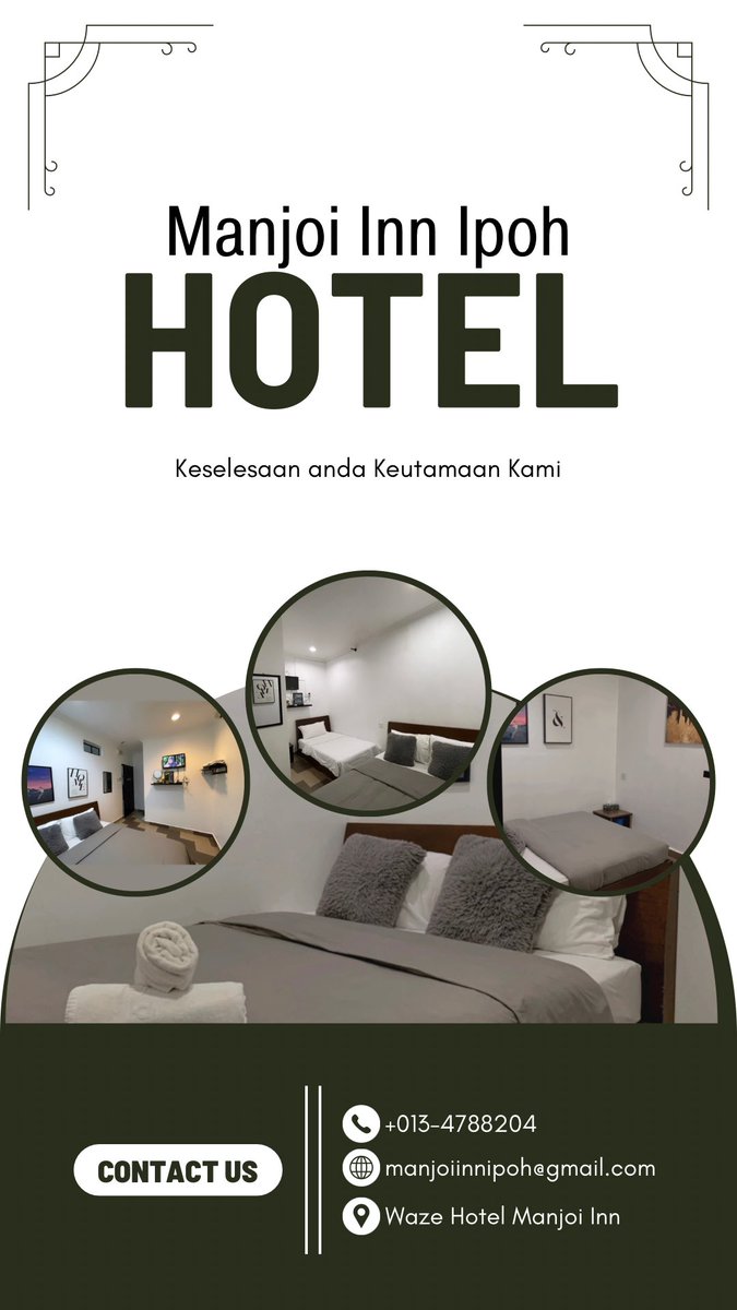 Cuti sekolah dah bermula😍Hotel Manjoi Inn Ipoh Dibuka utk Tempahan bulan Mei.Jadi buat korang yg tercari2 hotel yg harga berpatutan, bersih dan selesa di area ipoh perak boleh book sekarang😍jom bercuti di ipoh🥳 Sila whatsapp di 013-478 8204. @MohKeIpoh #hotelipoh