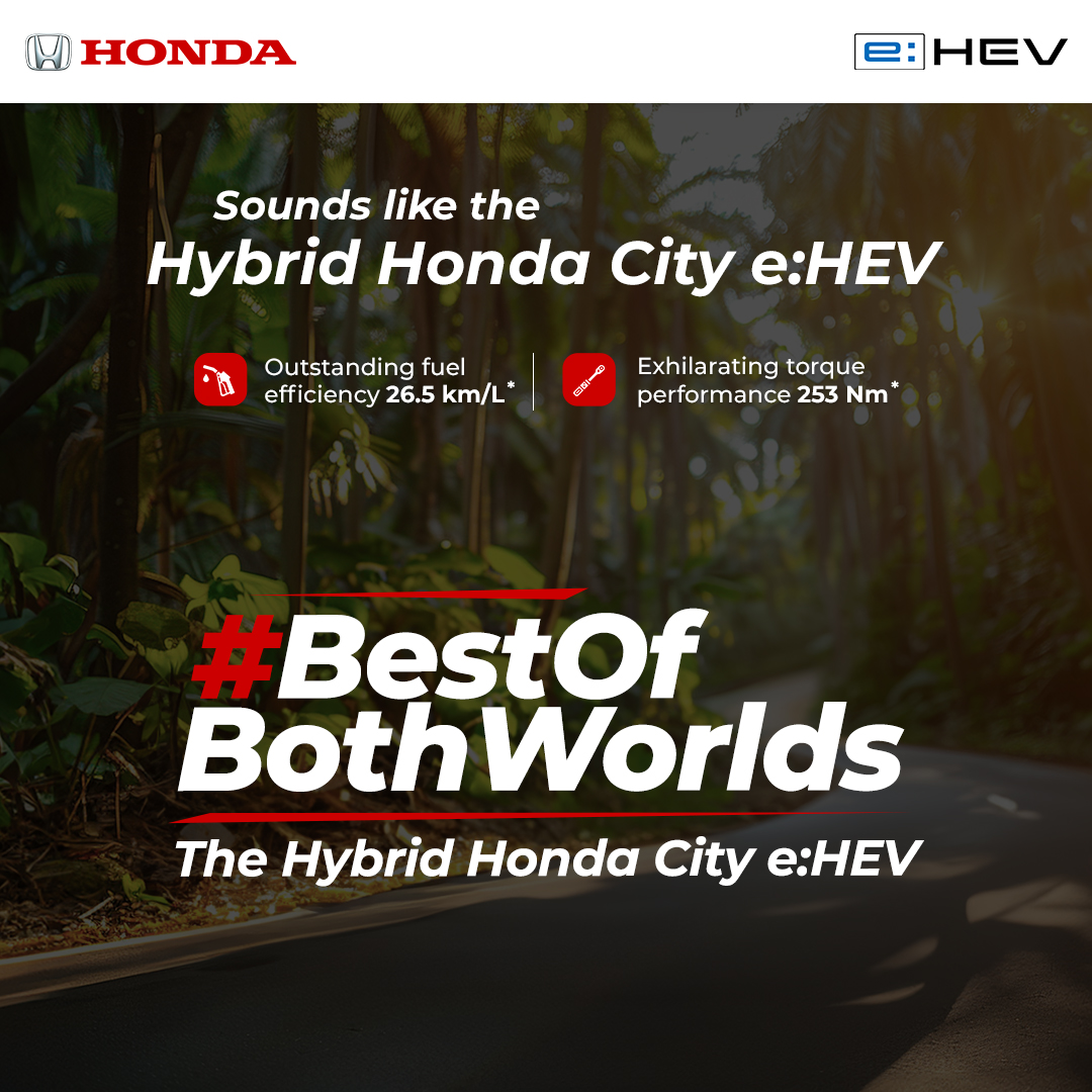 We at Honda redefine reality to make even the ‘too good’ scenarios possible. With brilliant power & equally great fuel efficiency, the hybrid Honda City e:HEV lets you experience the #BestOfBothWorlds.
Know more: bit.ly/4bTrG23
#HondaCityeHEV #HondaCars #HondaCarsIndia