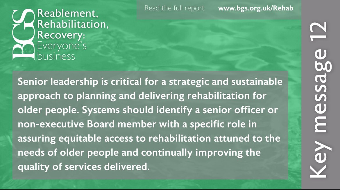 💷Investment in rehab is a PRIORITY Rehab ⬇️ LOS, readmissions & need for social care 🏥Rehab needs APPROPRIATE space, equipment & facilities 👤Senior officer/non-exec board member dedicated to assuring equitable access to rehab is CRITICAL. #RightToRehab @RehabMatters