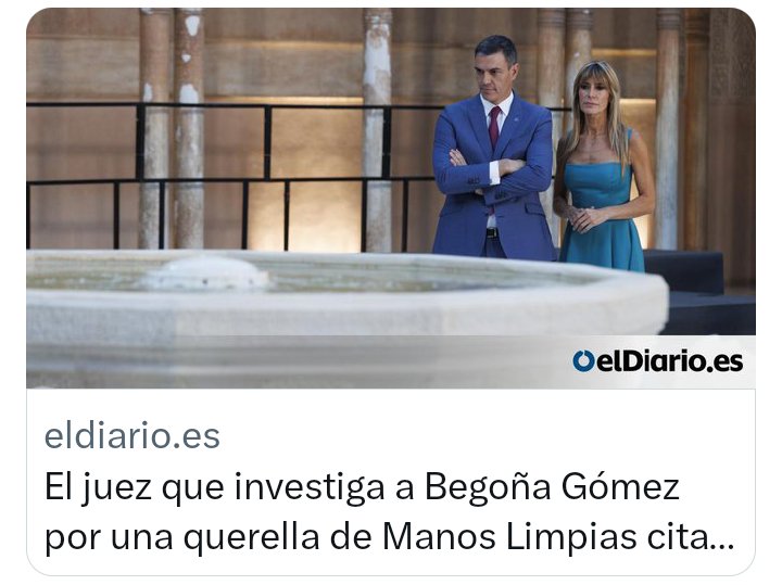 piedicasero's tweet image. El juez que investiga a Begoña Gómez por una querella de Manos Limpias cita a seis testigos tres días antes de las europeas.

Quieren perjudicar a @sanchezcastejon 
Pues vamos a joderlos.
El #9Junio 
Tod@s a votar en Masa al 
@PSOE 
A @Teresaribera 
#SoloSumaPSOE