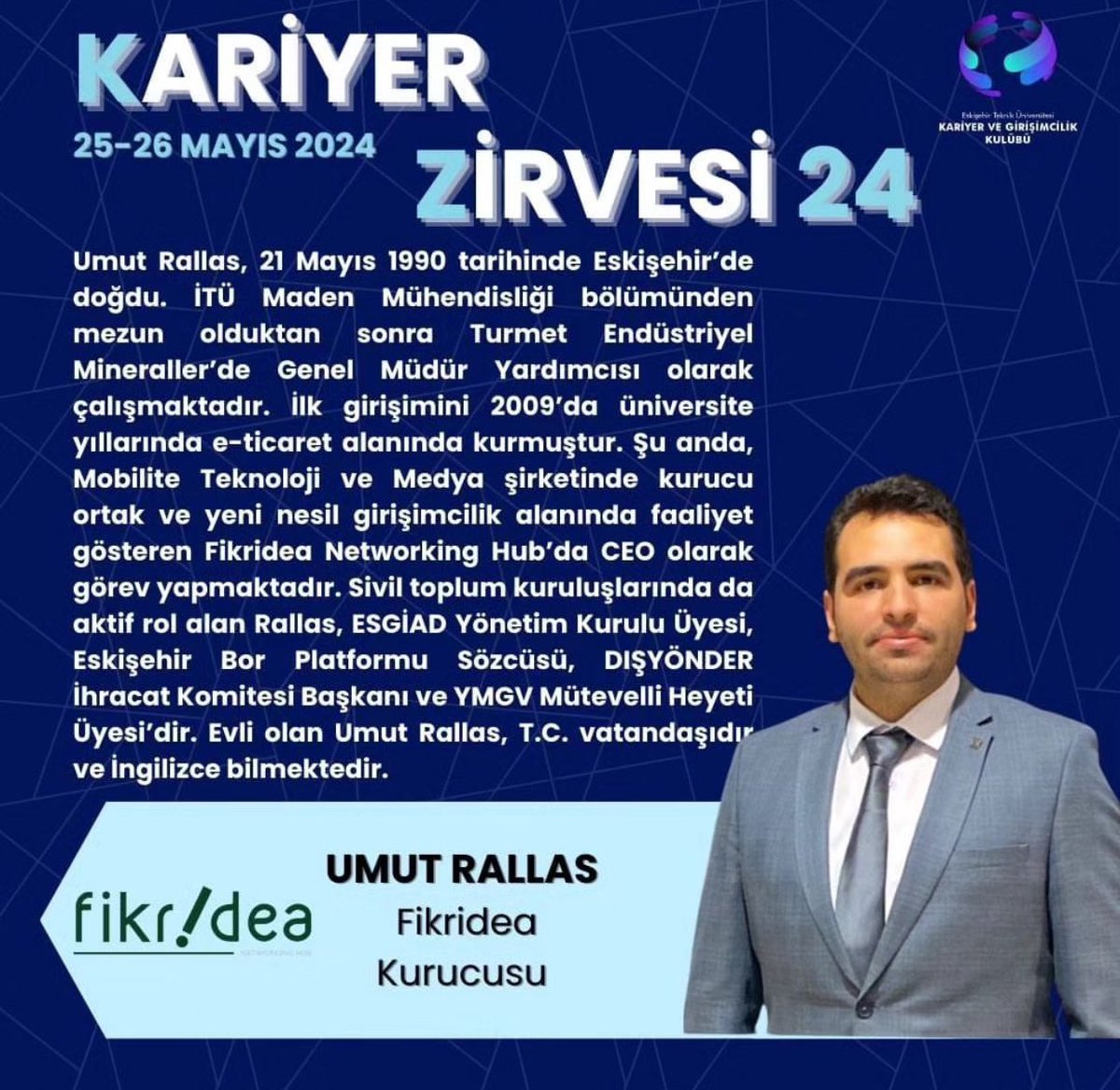 Eskişehir Teknik Üniversitesi Kariyer ve Girişimcilik Kulübü’nün düzenlediği Kariyer Zirvesi ‘24’de Fikridea olarak biz de varız. 

Fikirleri, idealar ışığında bir araya getiren, girişimcilerin ilham aldığı ve desteklendiği yeni nesil bir girişimcilik platformu olan Fikridea’yı;