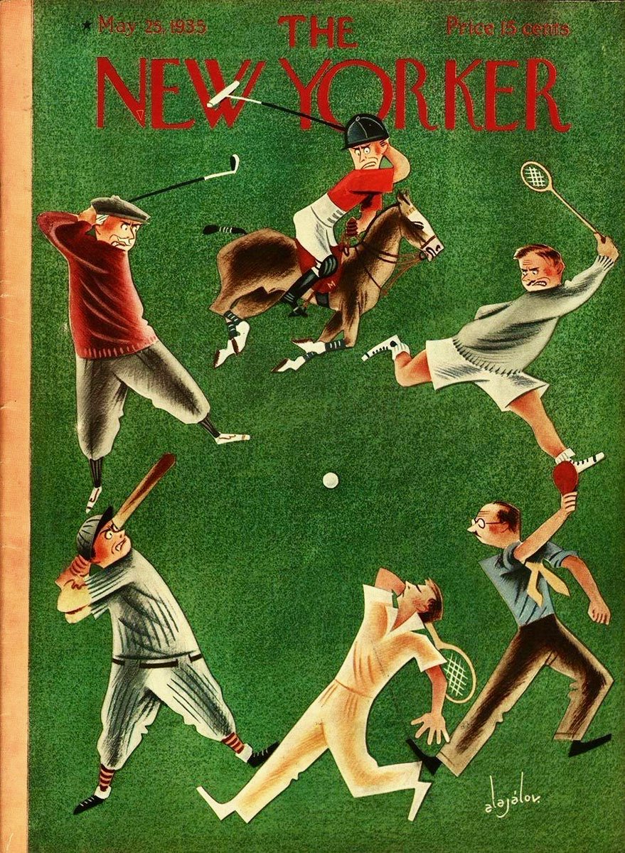 #OTD in 1935
(the common denominator)
Cover of The New Yorker, May 25, 1935
Constantin Alajálov
#TheNewYorkerCover #ConstantinAlajálov #polo #pingpong #tennis #baseball #golf