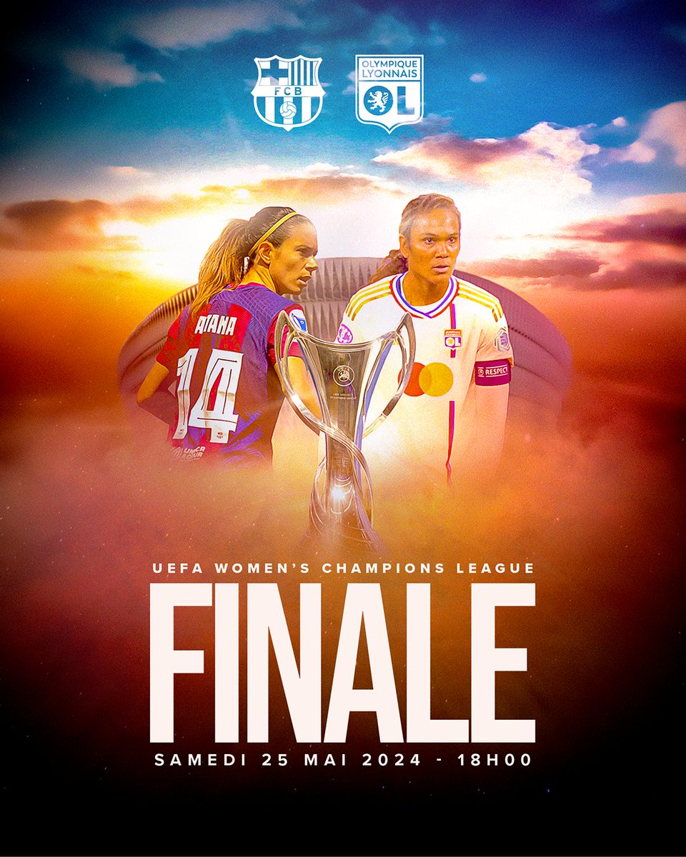 ✨ 𝑭𝑰𝑵𝑨𝑳𝑬 𝑫𝑬 𝑪𝑯𝑨𝑴𝑷𝑰𝑶𝑵𝑺 𝑳𝑬𝑨𝑮𝑼𝑬 ✨

⌚️ 18h00
🏟️ San Mamés
📺 <a href="/DAZNWFootball/">DAZN Women's Football</a> 
👁️ Fan zone au Groupama Stadium
👀 En direct sur #OLPLAY dès 12h00 👉 olplay.ol.fr/epg/channel/ol…

𝐄𝐧𝐬𝐞𝐦𝐛𝐥𝐞 vers le titre. 🔴🔵