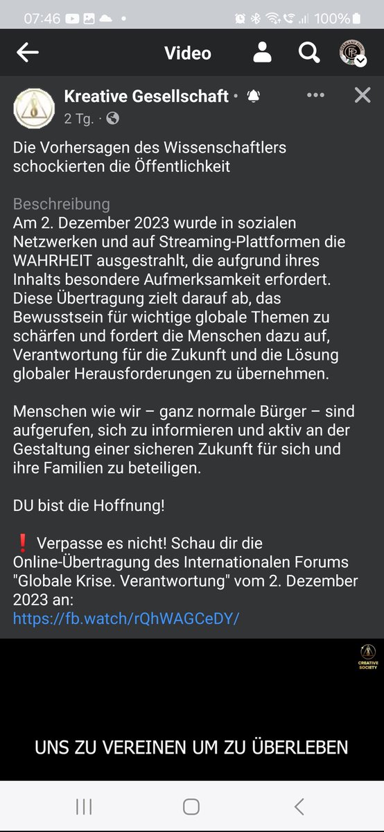 Am 2. Dezember 2023 wurde in sozialen Netzwerken und auf Streaming-Plattformen die WAHRHEIT ausgestrahlt, 
❗️ Verpasse es nicht! Schau dir die Online-Übertragung des Internationalen Forums "Globale Krise. Verantwortung" vom 2. Dezember 2023 an:
fb.watch/rQhWAGCeDY/