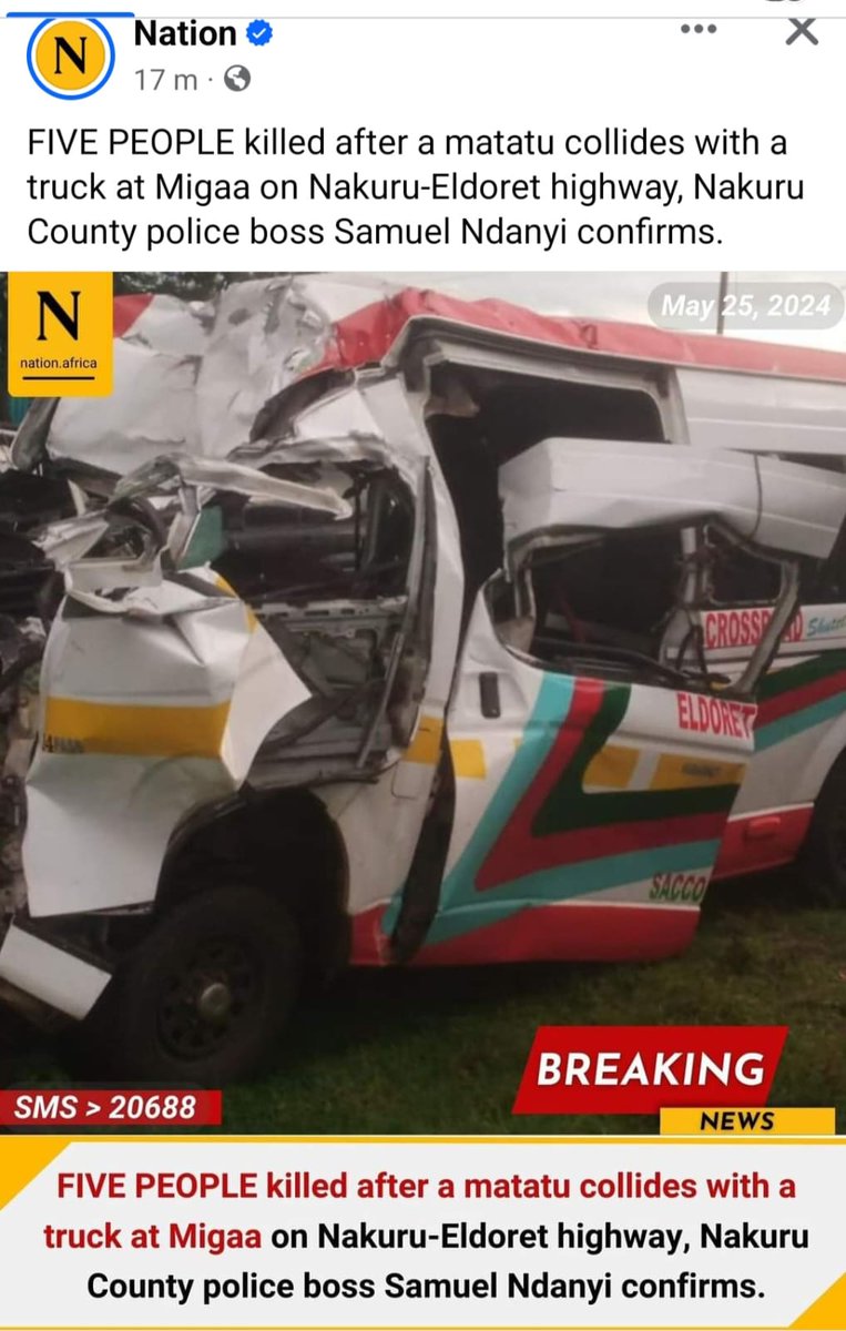 Our roads have become a death trap. Something should be done. May be for lawyers - we can mount a major negligence suit against Kenha, Kenya Police, NTSA, KRB, and Ministry responsible for roads.  Kenyans can't just die like that. Can the road be expanded  ? Are the vehicles