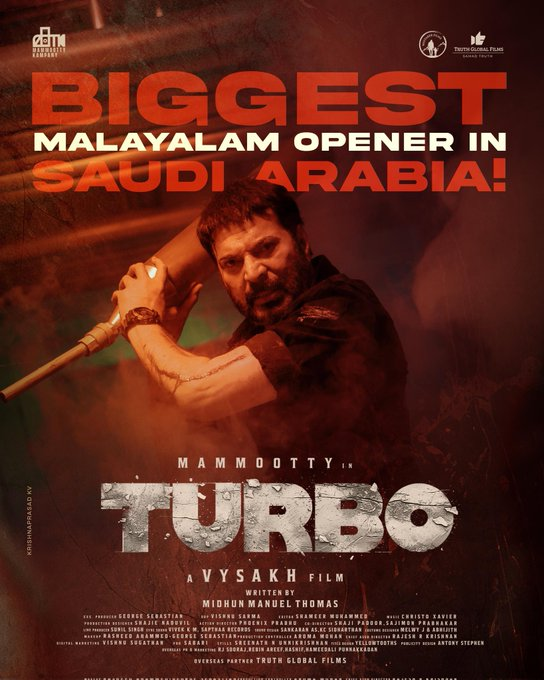 TradeBOC's tweet photo. #Turbo is the Biggest Malayalam opener at the Saudi Arabia Box Office 🔥
#Mammootty #TurboReview https://t.co/50ovmAsKLA