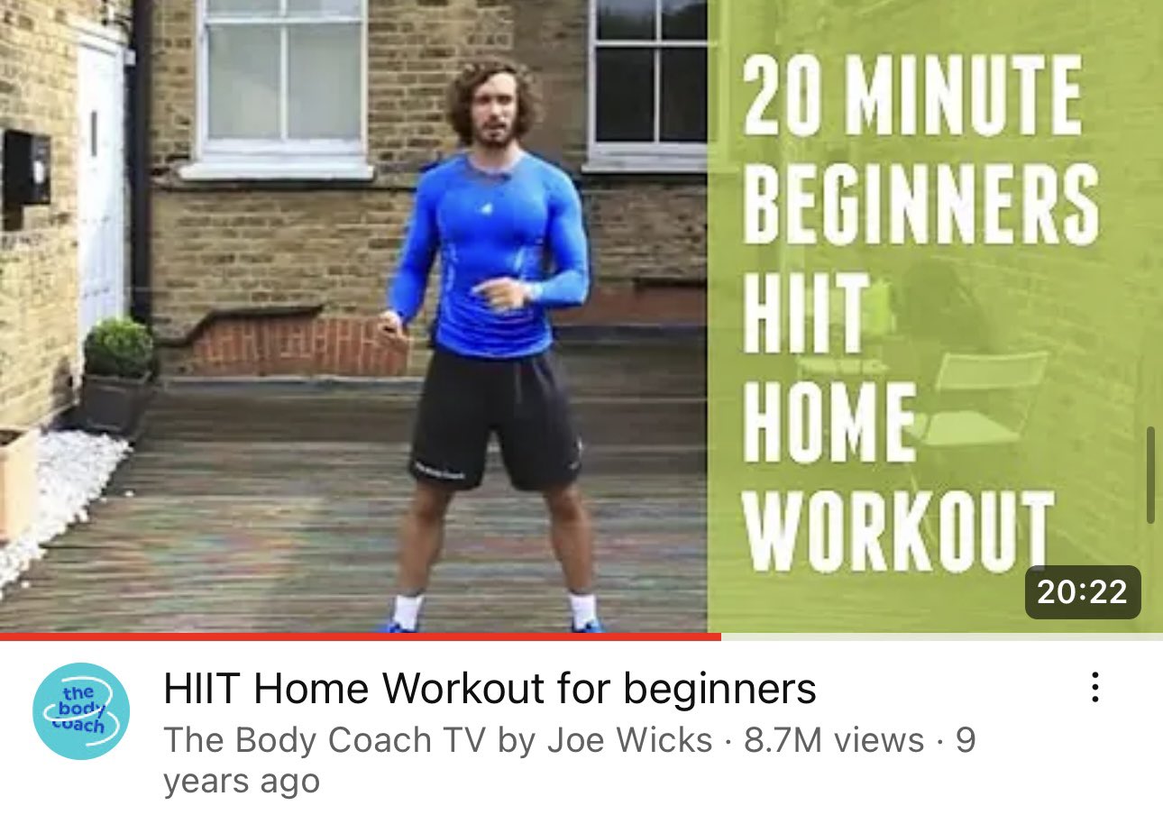 Joe Wicks on X Day 25 of my HIIT a day in May challenge is a blast from the past. My first ever uploaded YouTube workout https t dlR6yD3QSF https t MAGko6F3At X