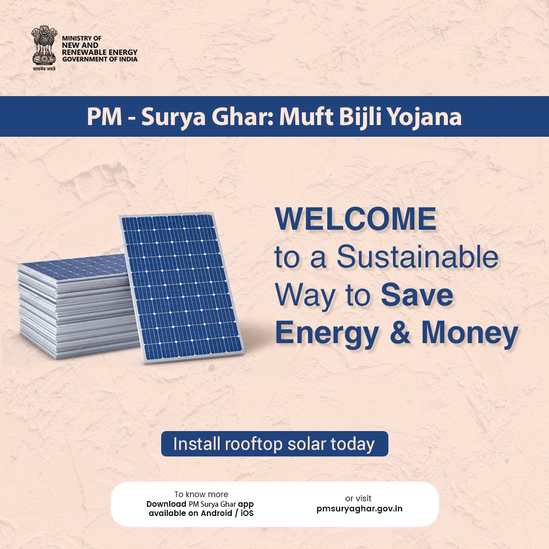 Welcome to a world where energy is clean & affordable! Experience the power of solar. GoSolar! Sign up for PM – Surya Ghar: Muft Bijli Yojana For more information,visit:pmsuryaghar.gov.in #PMSuryaGhar #MuftBijliYojana #SolarPower #FreeElectricity @mnreindia @RECLindia