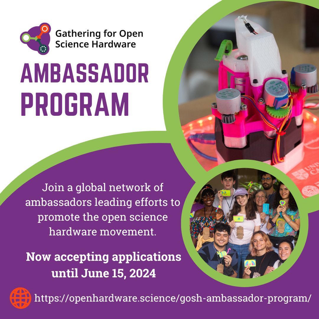 GOSH (@goshcommunity) on Twitter photo There are only two weeks left to apply to be a <a href="/GOSHCommunity/">GOSH</a> Ambassador! We're seeking individuals who champion #openhardware for #science projects and are interested in connecting the global open science hardware movement. Find out more at: buff.ly/3Jk2aXt There are only two weeks left to apply to be a <a href="/GOSHCommunity/">GOSH</a> Ambassador! We're seeking individuals who champion #openhardware for #science projects and are interested in connecting the global open science hardware movement. Find out more at: buff.ly/3Jk2aXt
