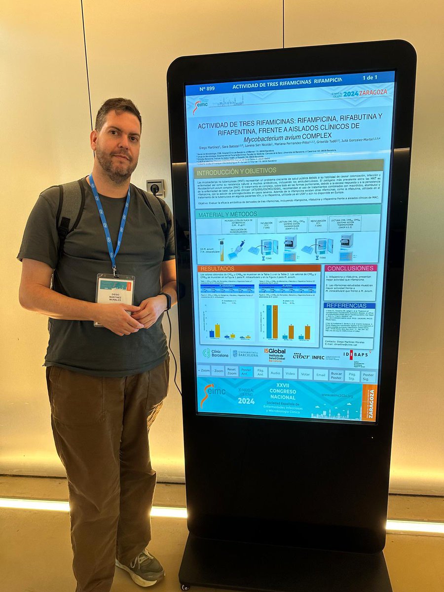 Diego Martínez ha presentado en su poster interesantes resultados sobre la actividad de rifamicina frente a M.avium complex. <a href="/SEIMC_/">SEIMC</a>  <a href="/hospitalclinic/">Hospital Clínic</a>