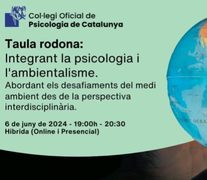 DESAFIAMENTS DEL MEDI AMBIENT DES DE LA PERSPECTIVA INTERDISCIPLINÀRIA 

Reunirà persones expertes del <a href="/copc_cat/">Ψ Col·legi Oficial de Psicologia de Catalunya</a> i del <a href="/COAMBcat/">COAMB</a> per explorar la relació entre la psicologia i la conservació del medi ambient. 

👉🏾 Inscripció gratuïta:
copc.cat/event/taula-ro…

Seguim!!