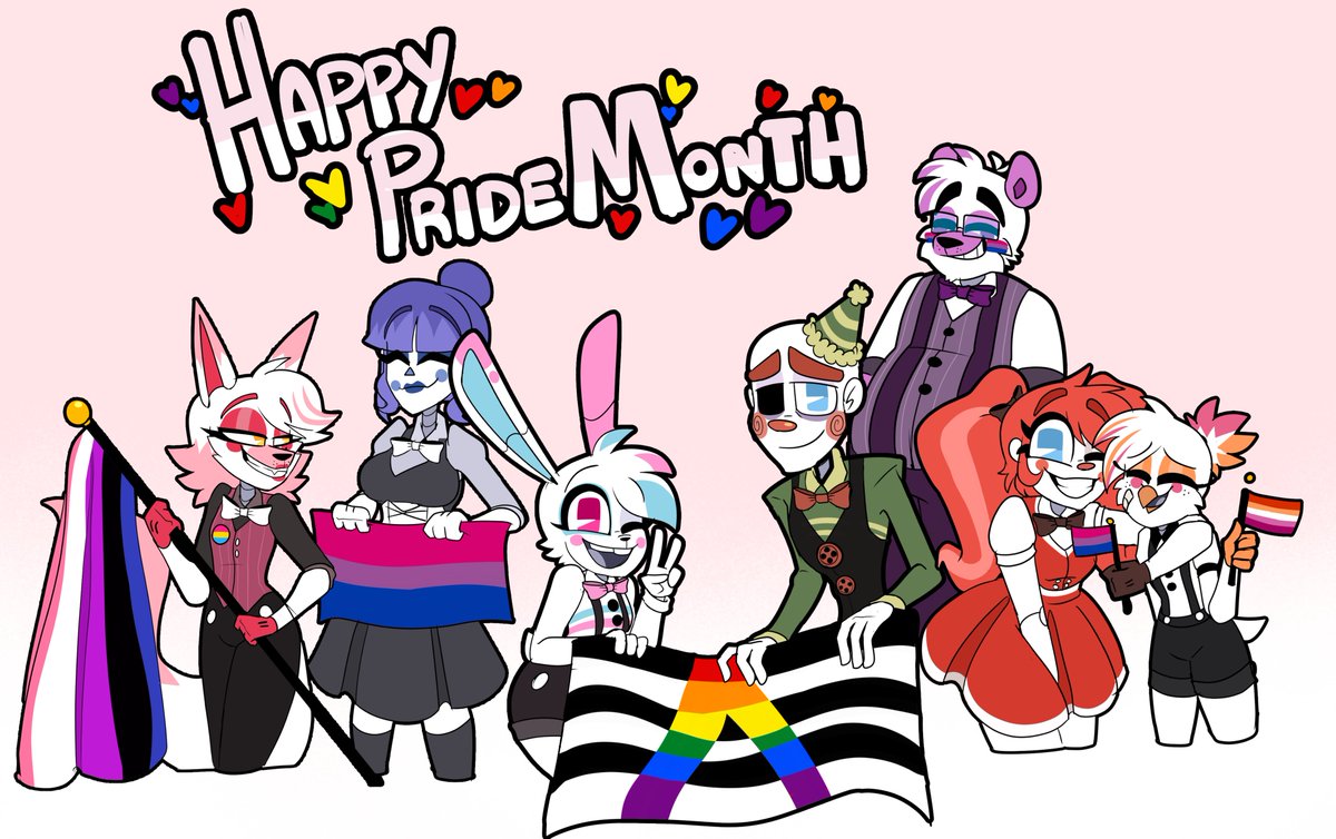 grimbear01's tweet photo. Pride Month π³οΈβππ³οΈββ§οΈ
#fivenightsatfreddys #funtimefreddy #funtimefoxy #ballora #funtimechica #circusbaby #ennard #lillythehare #fnafau #pridemonth #deftoomuchtags https://t.co/XzscMr3RP1
