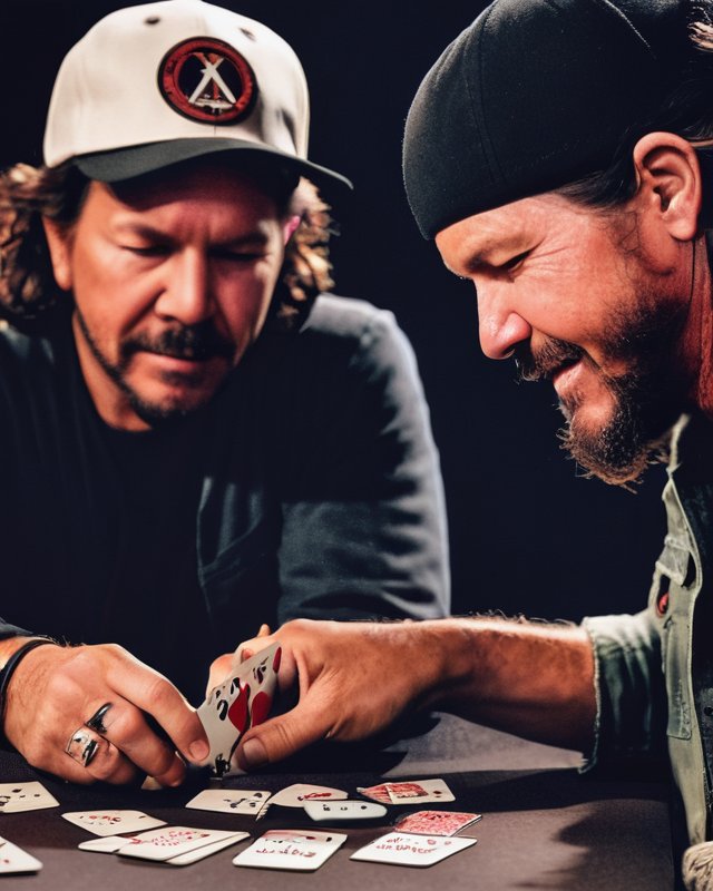 Eddie Vedder playing cards with <a href="/TheMattCardona/">Matt Cardona</a> Don't know it came up with two Eddies