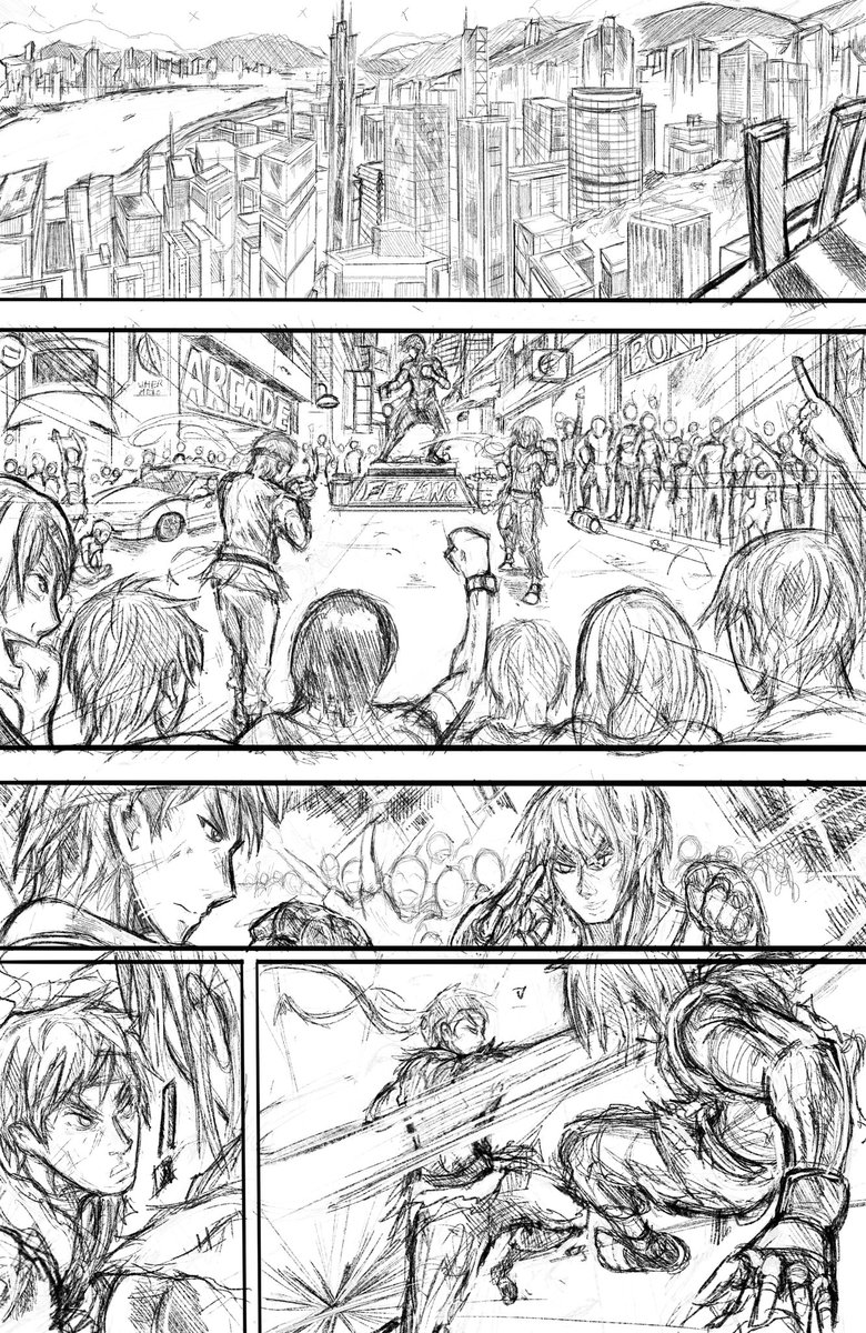 Street fighter sample Page 1 Pencils ✏️  #Streetfighter #mangaart #illustration #Ken #ryu #chunli  #comicart #comicbookart