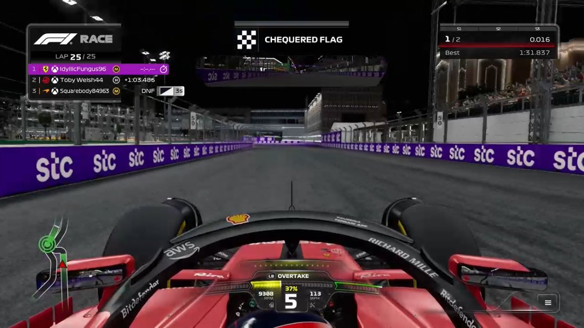 IdyllicFungus96 takes home the Saudi Arabian Grand Prix 🇸🇦 in dominate fashion, it’s his first win of the season and the first win for Ferrari!

With the win he takes the points lead heading into round 3 in Australia 🇦🇺.