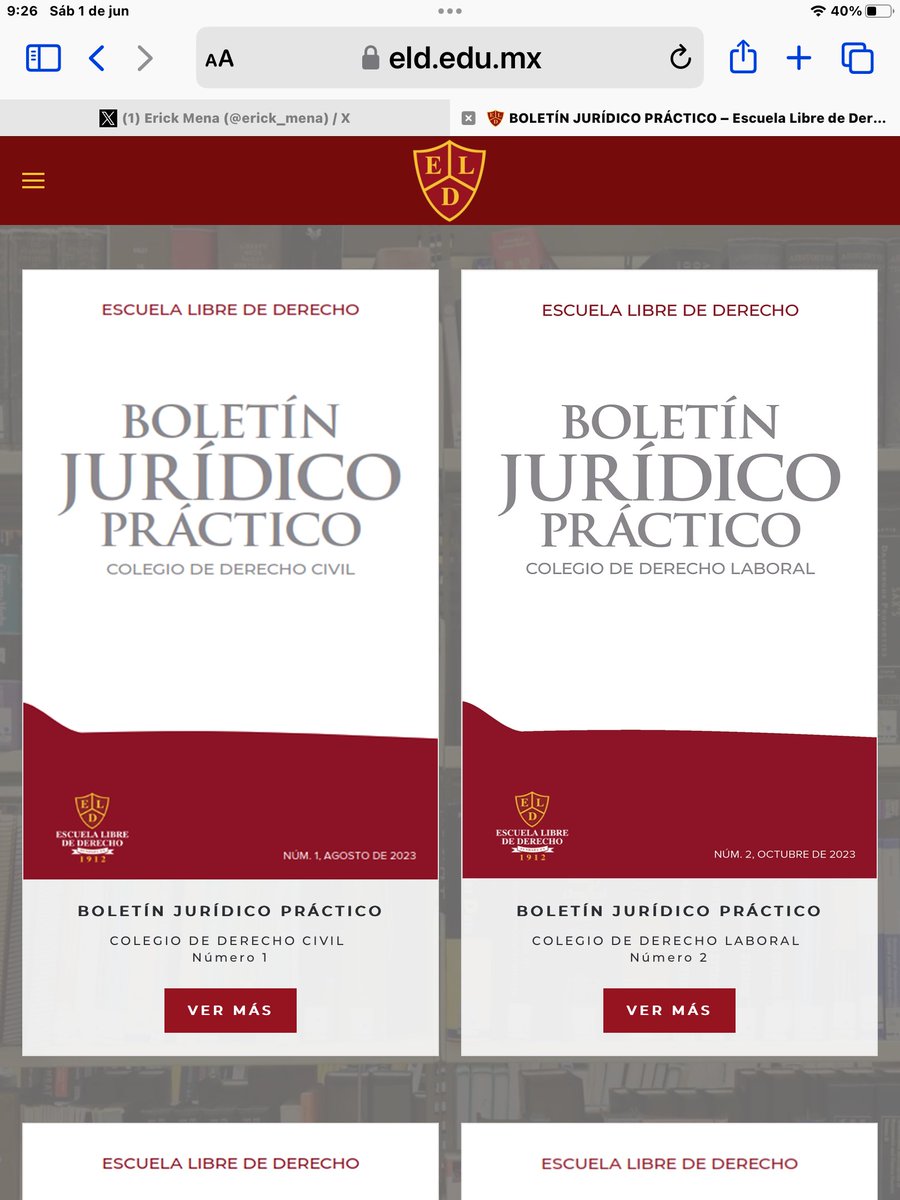 Comparto la liga para que consulten el Boletín Juridico Practico que edita la <a href="/eld_oficial/">Escuela Libre de Derecho</a> con apoyo de sus profesores sobre derecho civil, laboral, penal, constitucional.

Acceso gratuito:

eld.edu.mx/boletin-juridi…