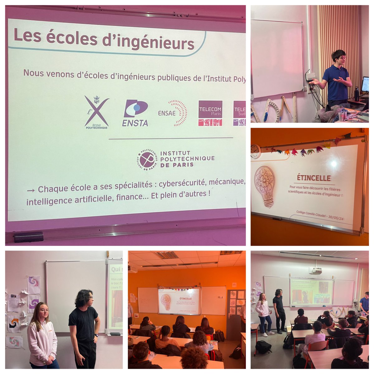 Collège Camille CLAUDEL (@camille91280) on Twitter photo #ParcoursAvenir
💡 Des étudiants de <a href="/telecomparis/">Télécom Paris</a> <a href="/IP_Paris_/">Institut Polytechnique de Paris</a> ont sensibilisé les classes de 4ème sur les métiers d’ingénieurs et les filières scientifiques. 🧪 🧬
<a href="/acversailles/">Académie de Versailles</a> <a href="/Polytechnique/">École polytechnique</a> <a href="/djaftat/">ELICE Jean-Luc</a> <a href="/NLahyani91280/">Nadia Lahyani</a> <a href="/education_gouv/">Ministère Éducation nationale</a> @rachel_meynent #ParcoursAvenir
💡 Des étudiants de <a href="/telecomparis/">Télécom Paris</a> <a href="/IP_Paris_/">Institut Polytechnique de Paris</a> ont sensibilisé les classes de 4ème sur les métiers d’ingénieurs et les filières scientifiques. 🧪 🧬
<a href="/acversailles/">Académie de Versailles</a> <a href="/Polytechnique/">École polytechnique</a> <a href="/djaftat/">ELICE Jean-Luc</a> <a href="/NLahyani91280/">Nadia Lahyani</a> <a href="/education_gouv/">Ministère Éducation nationale</a> @rachel_meynent