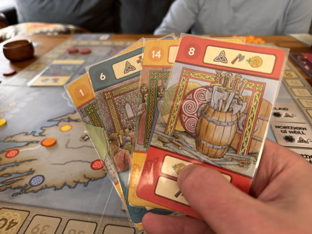 Played two back-to-back games of Pax Penning by <a href="/MildaGames/">Milda Matilda Games</a> and a quick 3p match of Brian Boru by @Koenigvonsiam. Two excellent designs about tactical marriages and bishops run amok in ancient mossy kingdoms 👑